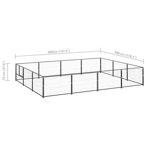 Kavez za pse crni 12 m² čelični Cijena