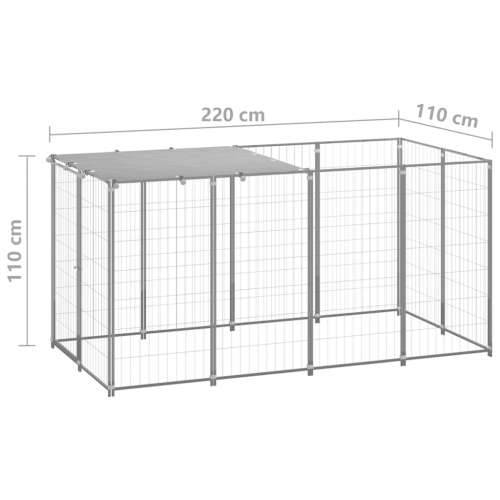 Kavez za pse srebrni 2,42 m² čelični Cijena