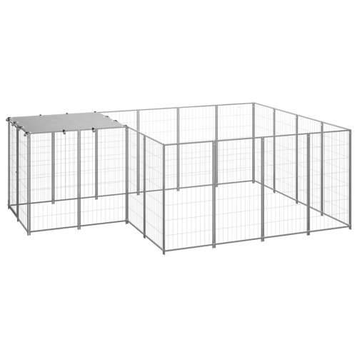 Kavez za pse srebrni 6,05 m² čelični Cijena
