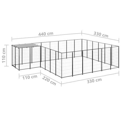 Kavez za pse crni 12,1 m² čelični Cijena