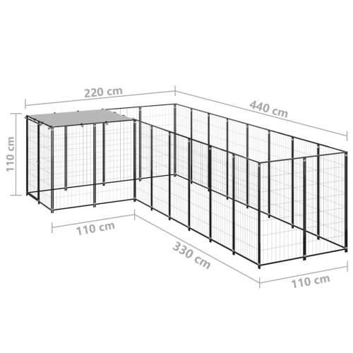 Kavez za pse crni 6,05 m² čelični Cijena