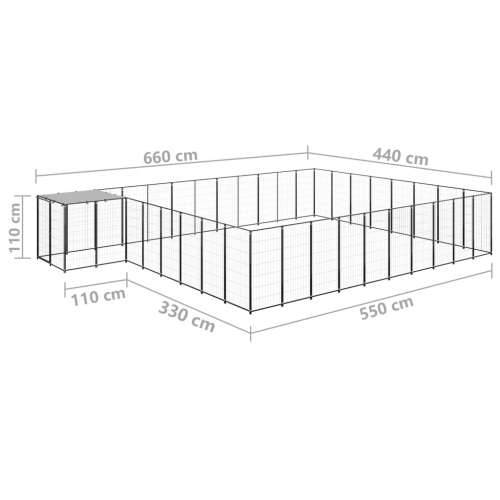 Kavez za pse crni 25,41 m² čelični Cijena