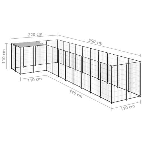 Kavez za pse crni 7,26 m² čelični Cijena