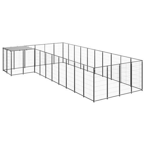 Kavez za pse crni 13,31 m² čelični Cijena
