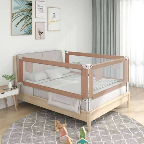 Sigurnosna ograda za dječji krevet smeđe-siva 120x25 cm tkanina