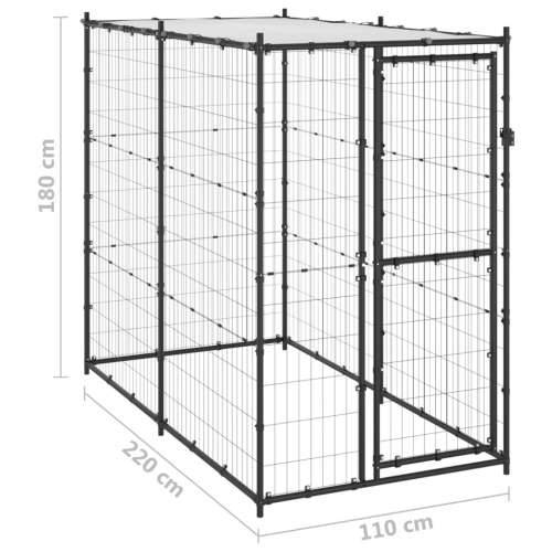 Vanjski kavez za pse s krovom čelični 110 x 220 x 180 cm Cijena