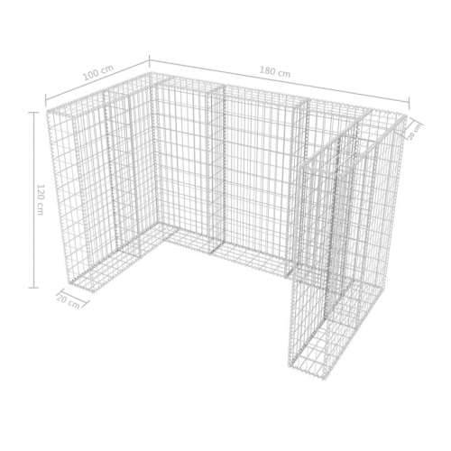 Gabionska ograda za dvije kante za otpad čelična 180x100x120 cm Cijena