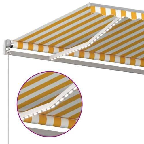 Automatska tenda sa senzorom za vjetar LED 4x3,5 m žuto-bijela Cijena