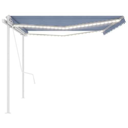 Automatska tenda sa senzorom za vjetar LED 5x3,5 m plavo-bijela - Plava i bijela 5 x 3.5 m 1 Cijena