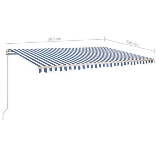 Automatska tenda sa senzorom za vjetar LED 5x3,5 m plavo-bijela - Plava i bijela 5 x 3.5 m 1 Cijena