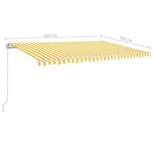 Automatska tenda sa senzorom za vjetar LED 5x3,5 m žuto-bijela - Žuta i bijela 5 x 3.5 m 1 Cijena