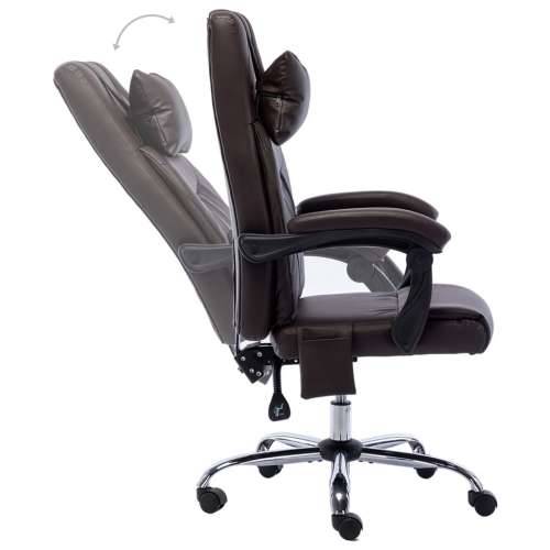 Masažna uredska stolica od umjetne kože smeđa Cijena
