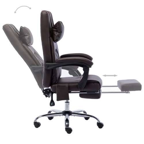 Masažna uredska stolica od umjetne kože smeđa Cijena