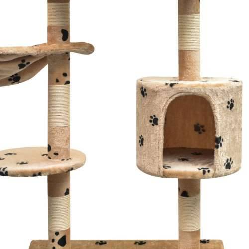 Penjalica Grebalica za Mačke sa Stupovima od Sisala 125 cm Bež s Otiskom Šapa Cijena
