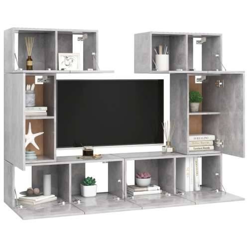 6-dijelni set TV ormarića siva boja betona konstruirano drvo - Beton siva 6 60 cm Cijena