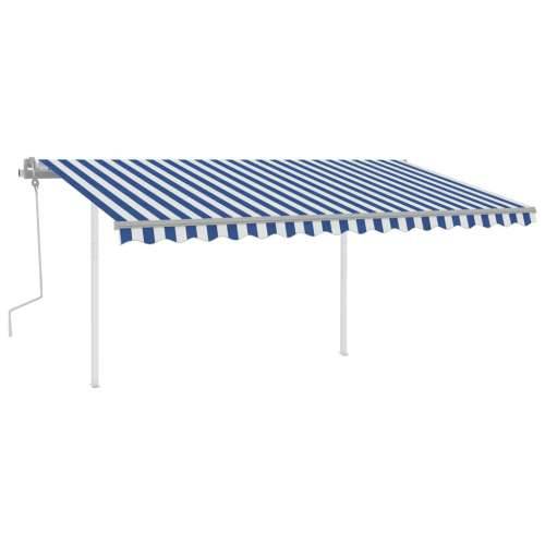 Tenda na ručno uvlačenje s LED svjetlom 4x3 m plavo-bijela Cijena