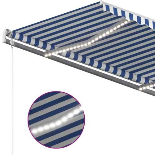 Tenda na ručno uvlačenje s LED svjetlom 4x3 m plavo-bijela - Plava i bijela 4 x 3 m 1 Cijena