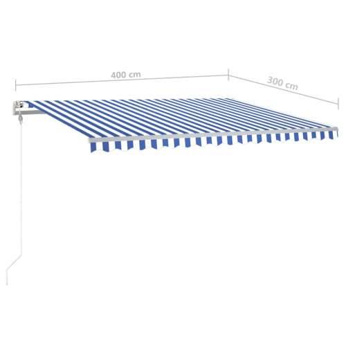 Tenda na ručno uvlačenje s LED svjetlom 4x3 m plavo-bijela - Plava i bijela 4 x 3 m 1 Cijena