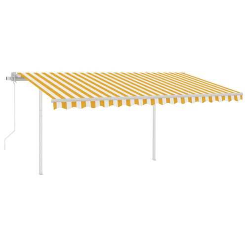 Automatska tenda na uvlačenje sa stupovima 4 x 3 m žuto-bijela Cijena
