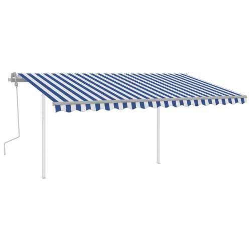 Tenda na ručno uvlačenje s LED svjetlom 4,5x3 m plavo-bijela - Plava i bijela 4.5 x 3 m 1 Cijena