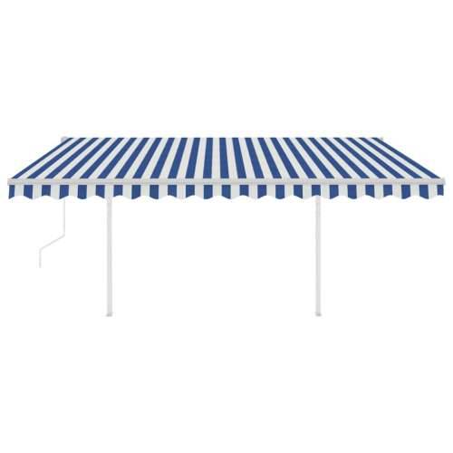 Automatska tenda na uvlačenje sa stupovima 4,5x3 m plavo-bijela Cijena