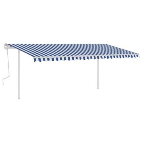 Tenda na ručno uvlačenje s LED svjetlom 5x3 m plavo-bijela Cijena