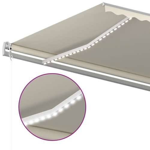 Tenda na ručno uvlačenje s LED svjetlima 5x3 m krem - Krema 5 x 3 m 1 Cijena