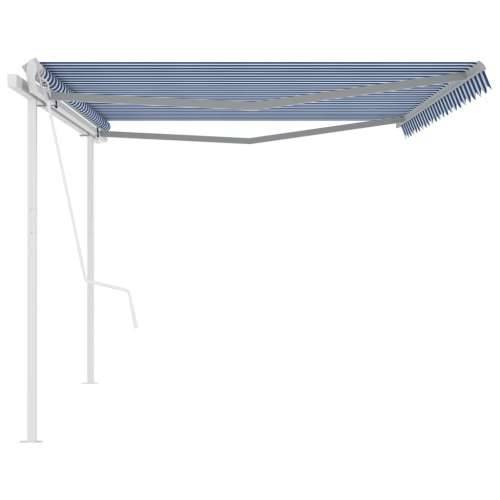 Automatska tenda na uvlačenje sa stupovima 5x3 m plavo-bijela Cijena