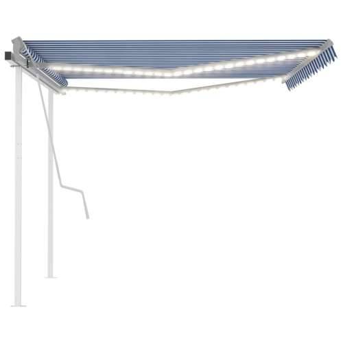 Tenda na ručno uvlačenje s LED svjetlima 4 x 3,5 m plavo-bijela - Plava i bijela 4 x 3.5 m 1 Cijena