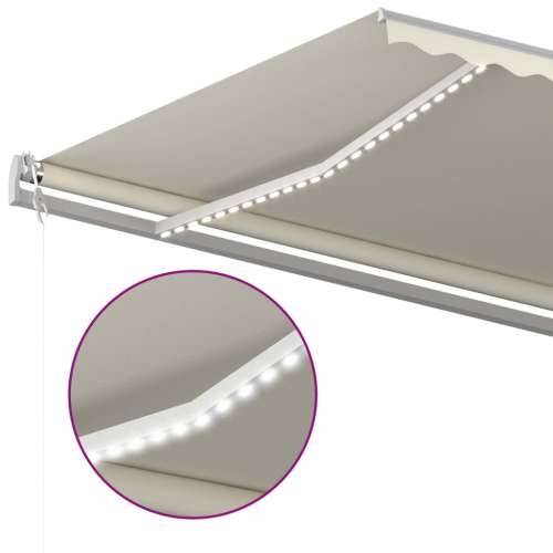Tenda na ručno uvlačenje s LED svjetlima 5x3,5 m krem - Krema 5 x 3.5 m 1 Cijena