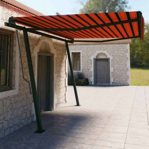 Automatska tenda sa stupovima 4,5 x 3 m narančasto-smeđa