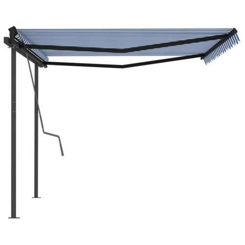 Automatska tenda na uvlačenje sa stupovima 4x3,5 m plavo-bijela Cijena
