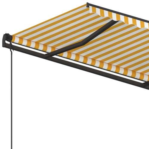 Automatska tenda na uvlačenje sa stupovima 4,5x3,5m žuto-bijela Cijena