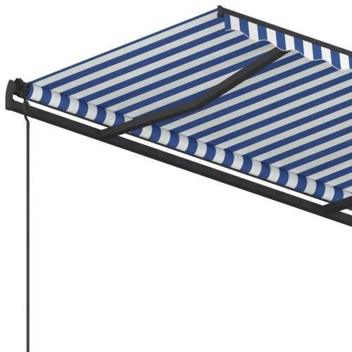Automatska tenda na uvlačenje sa stupovima 5x3,5 m plavo-bijela Cijena