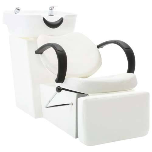 Salonska stolica s umivaonikom bijela od umjetne kože Cijena