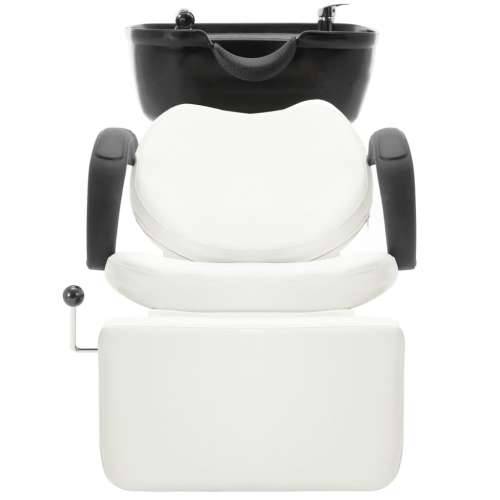 Salonska stolica s umivaonikom crno-bijela od umjetne kože Cijena