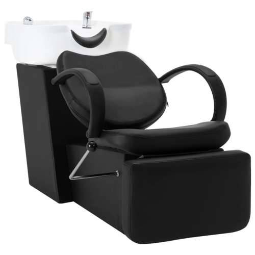 Salonska stolica s umivaonikom crno-bijela od umjetne kože Cijena