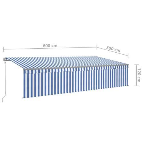 Automatska tenda s roletom i senzorom LED 6 x 3 m plavo-bijela Cijena