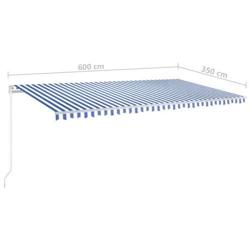 Automatska tenda sa senzorom LED 6 x 3,5 m plavo-bijela - Plava i bijela 6 x 3.5 m 1 Cijena