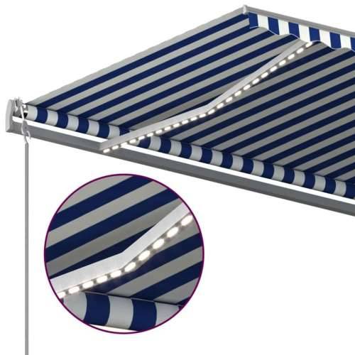 Automatska tenda sa senzorom za vjetar LED 6 x 3 m plavo-bijela - Plava i bijela 6 x 3 m 1 Cijena