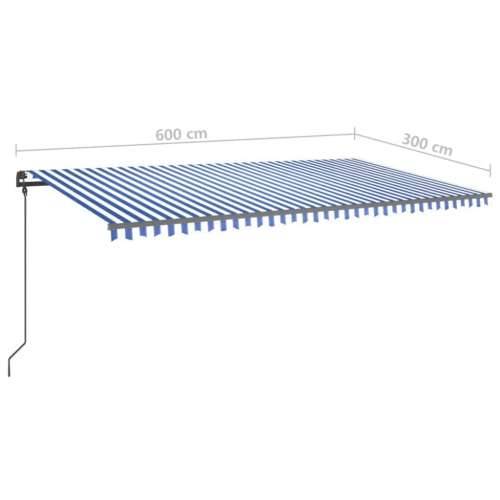 Automatska tenda sa senzorom za vjetar LED 6 x 3 m plavo-bijela - Plava i bijela 6 x 3 m 1 Cijena