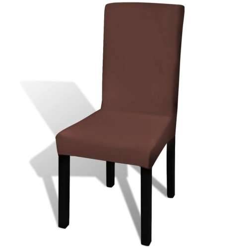 Ravna rastezljiva navlaka za stolice 6 kom smeđa boja Cijena