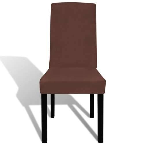 Ravna rastezljiva navlaka za stolice 6 kom smeđa boja Cijena
