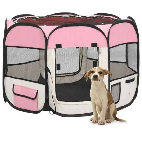 Sklopiva ogradica za pse s torbom za nošenje roza 90x90x58 cm Cijena