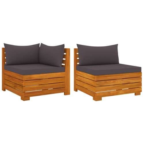 2-dijelna vrtna garnitura s jastucima masivno bagremovo drvo - Tamno siva 1 Srednja sofa + kutna sofa Cijena