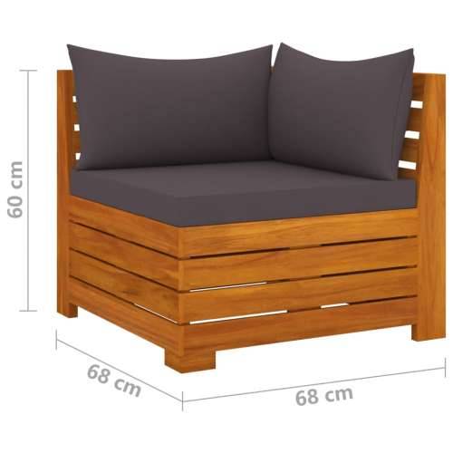 2-dijelna vrtna garnitura s jastucima masivno bagremovo drvo - Tamno siva 1 Srednja sofa + kutna sofa Cijena