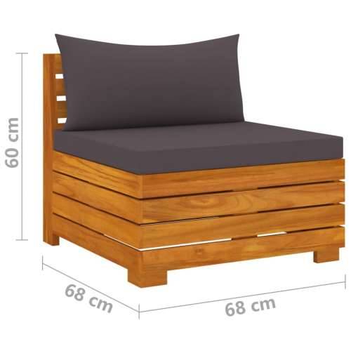 2-dijelna vrtna garnitura s jastucima masivno bagremovo drvo - Tamno siva 1 Srednja sofa + kutna sofa Cijena