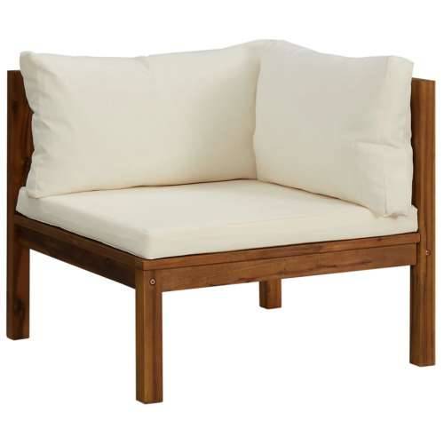 Kutne sofe 2 kom s krem bijelim jastucima od bagremovog drva Cijena