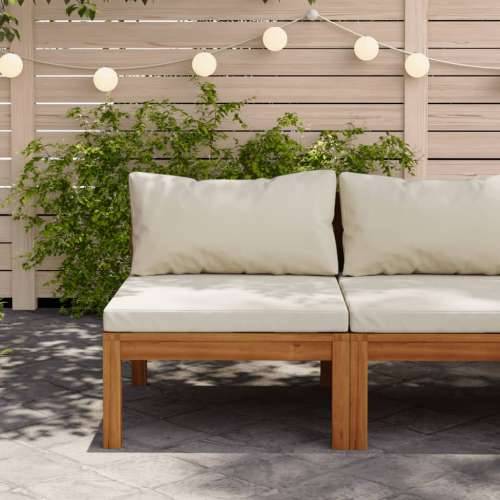 Modularna srednja sofa s krem bijelim jastucima bagremovo drvo