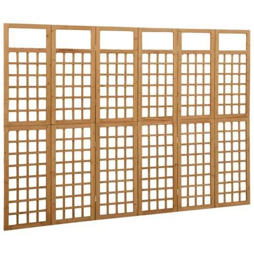 Paravan - Sobna pregrada / rešetka sa 6 panela od jelovine 242,5 x 180 cm - Smeđa 242,5 x 180 cm 1 Cijena